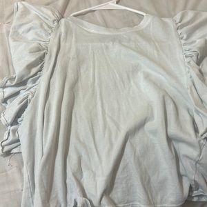 White Tee Ruffle Shirt